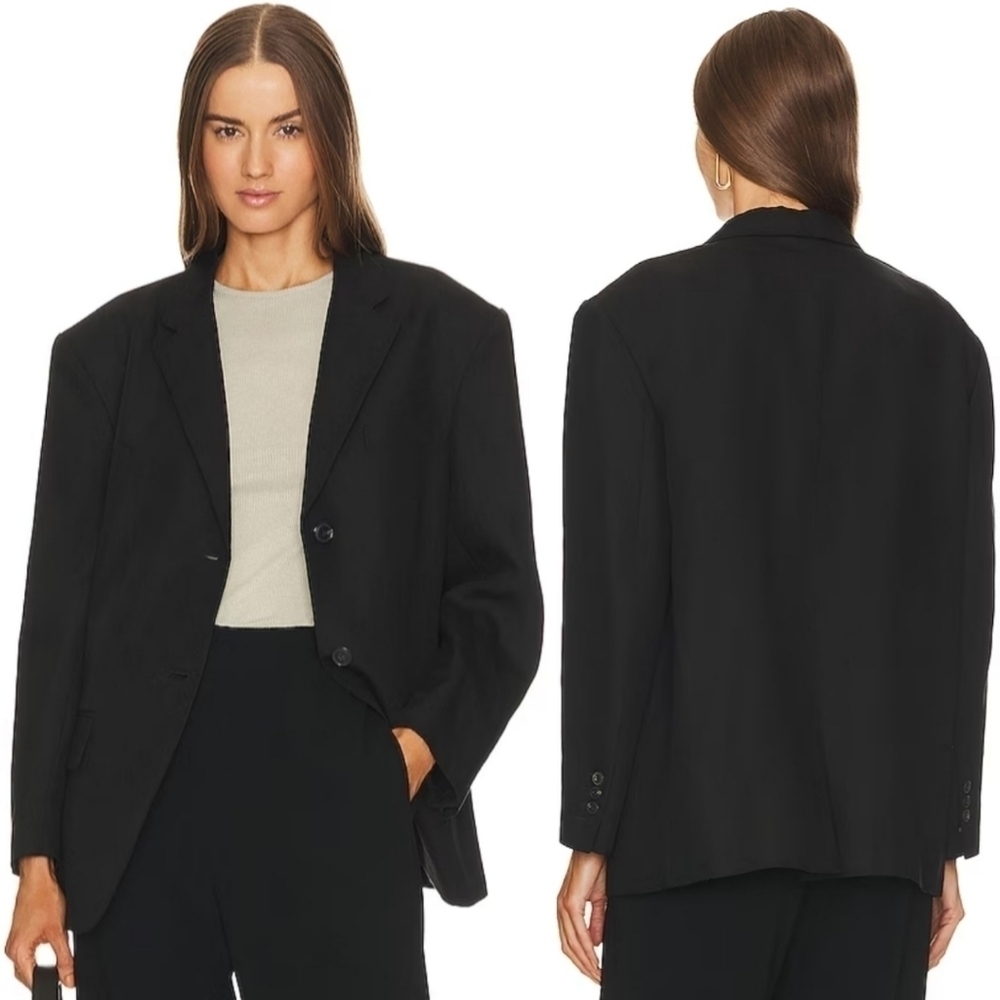 New Theory Galena Boxy Oversized Linen Black Jacket/Blazer Nwt Size Petite Small